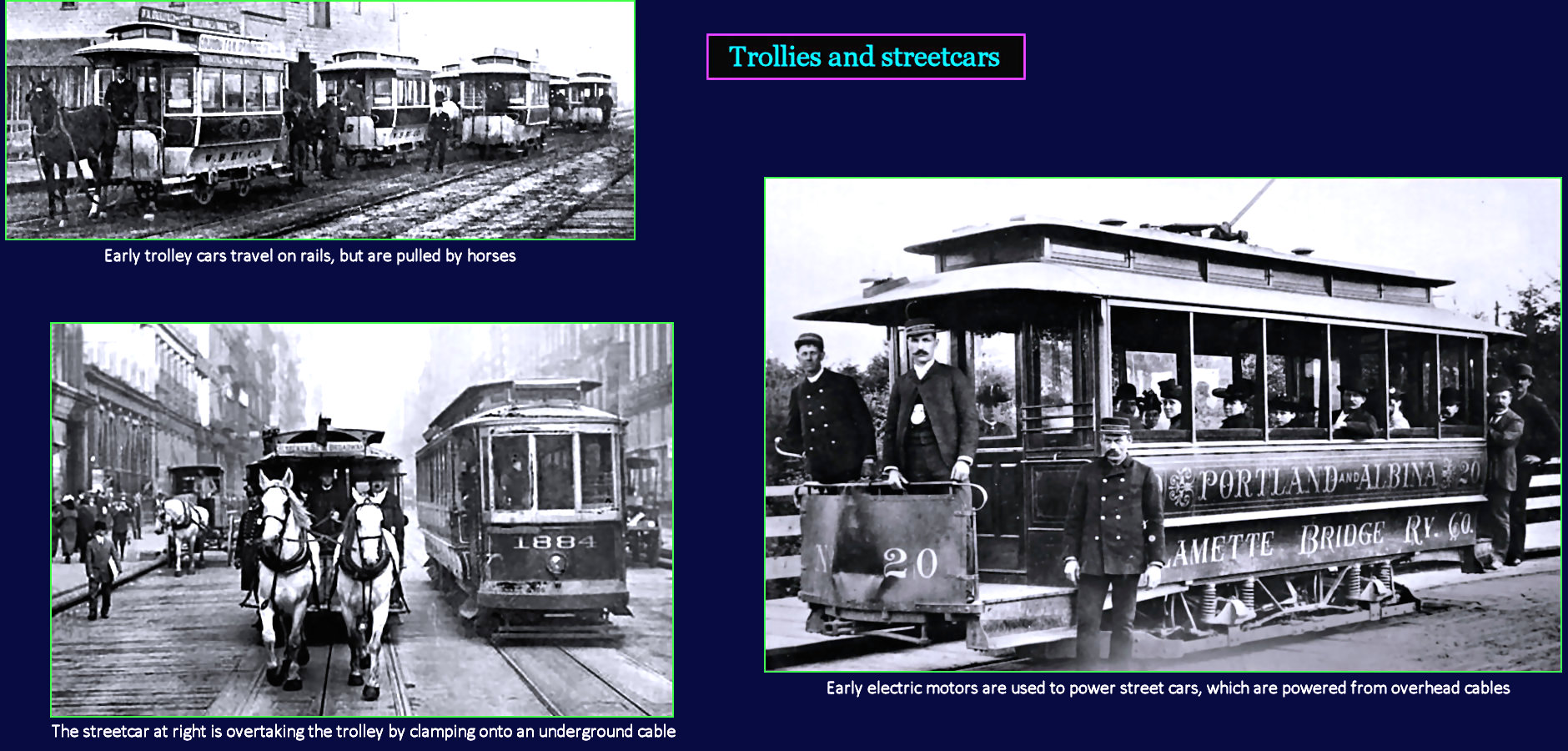 Trollies and streetcars, 1890